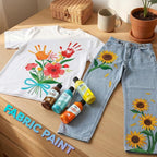 10 Colors Fabric Paint for Clothes, Non-Toxic & Permanent, Washer Safe Soft - Image 9
