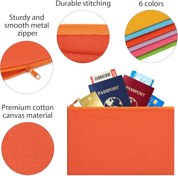 12 Pieces Cotton Canvas Makeup Bag, Blank DIY Craft Bag - Image 6