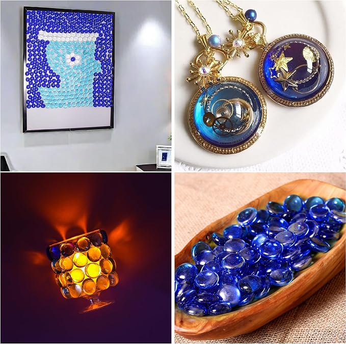 Blue Glass Marbles, 0.97 LB Transparent and Smooth Flat Glass Beads - Image 7
