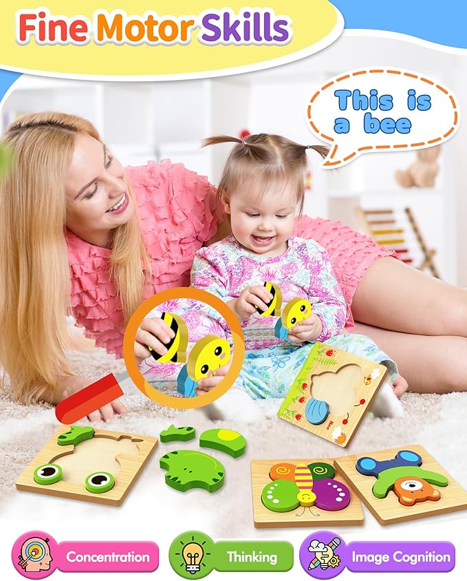 Bekayshad Wooden Puzzles Toddler Toys Gifts - Image 2