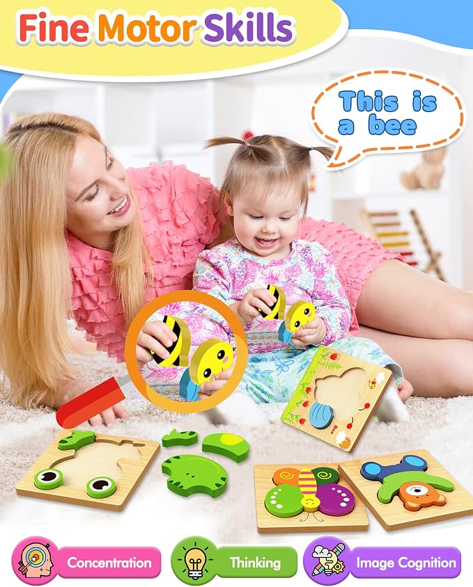 Bekayshad Wooden Puzzles Toddler Toys Gifts - Image 2