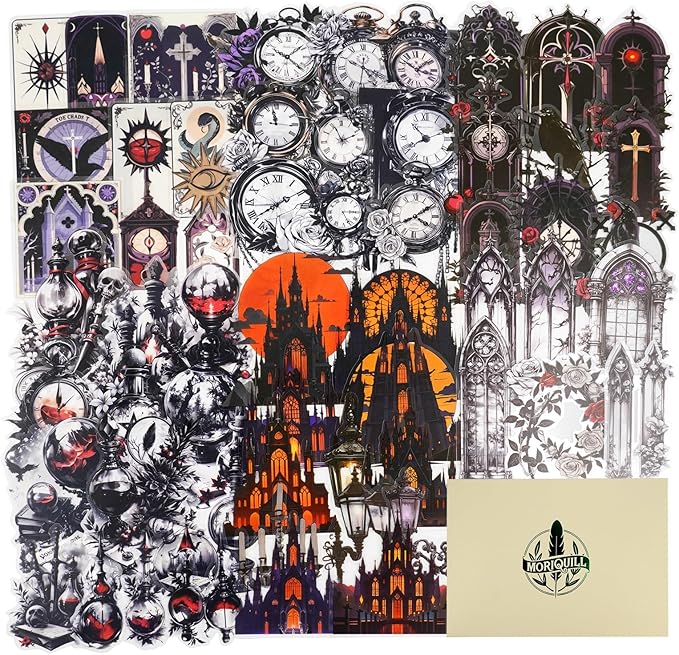 90PCS Gothic PET Stickers Set – Waterproof Die-Cut Stickers by Unknown