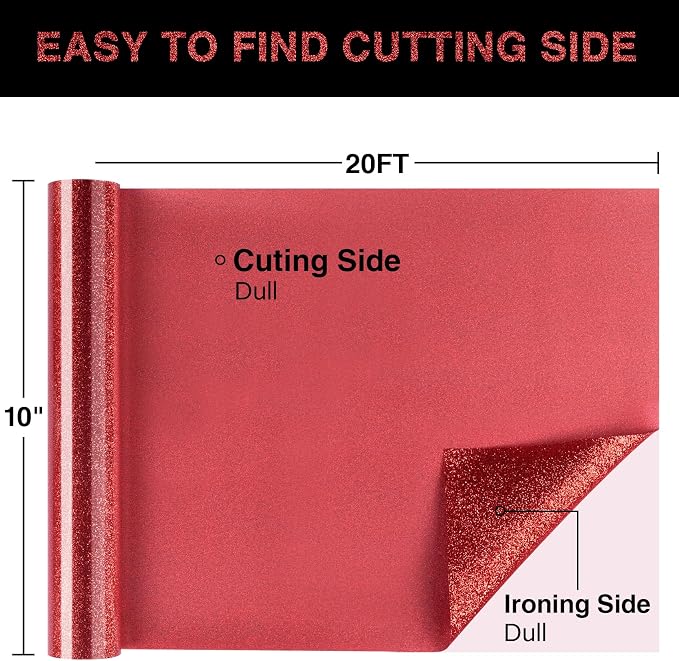Red Glitter HTV Heat Transfer Vinyl Roll 12inch x 20 ft - Image 2