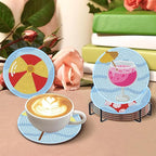 Benjenes 8PCS Summer Diamond Art Coasters Kit - Image 4