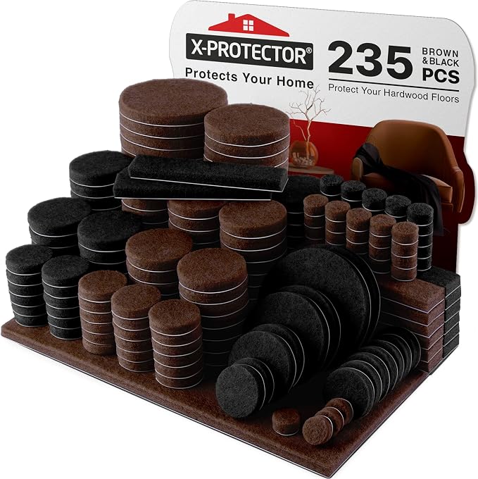 235 PCS Felt Furniture Pads Brown & Black X-Protector by X-Protector