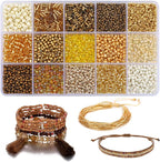 15 Color Glass Seed Tube Bugle Beads Bracelet Jewelry Making Kit, small by GorgGorho