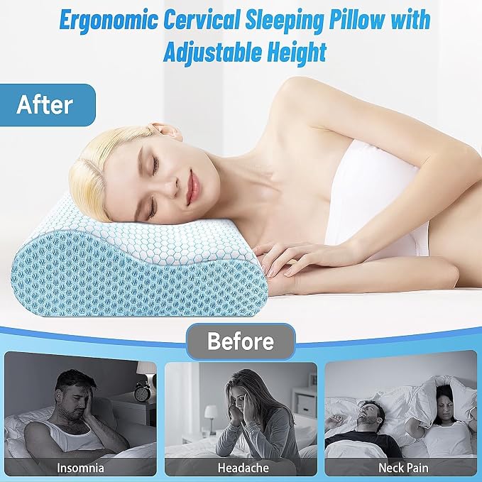 CloudBliss Memory Foam Pillow, Ergonomic Neck Contour Cervical Pillow - Image 6