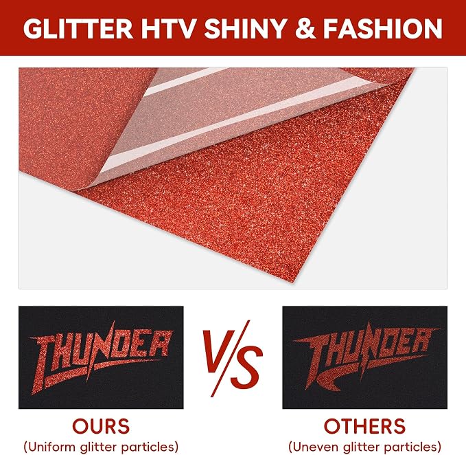 Aoder Red Glitter HTV Heat Transfer Vinyl - Image 4