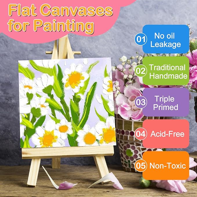ESRICH 3x3IN Small Canvases for Painting, 64 Pack Mini Canvas Boards Cotton - Image 3