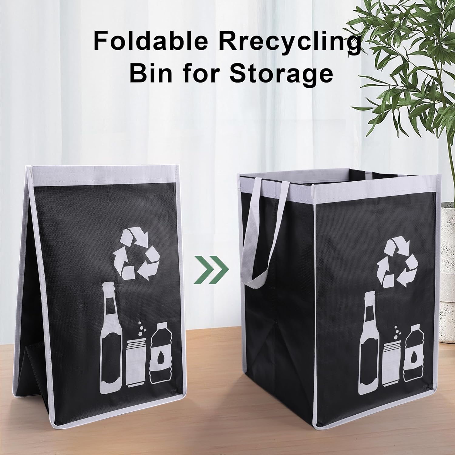 Recycle Waste Bag for Kitchen Home- Indoor Recycling Bins Trash Sorting Organizer, Reusable and Waterproof, 2 Pack
