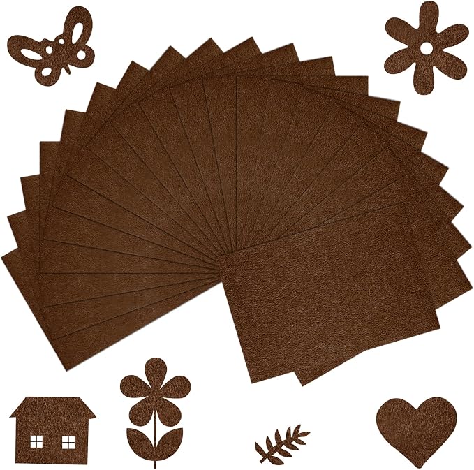 20 Pcs Brown Felt Fabric Sheet 8" x 12" Assorted Color Felt Fabric Sheets by Bringsparkletoeverydaylife