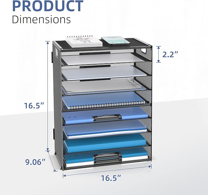 DALTACK 9-Tier Paper Organizer for Desk, Mesh Letter Tray Desk Organizer - Image 3