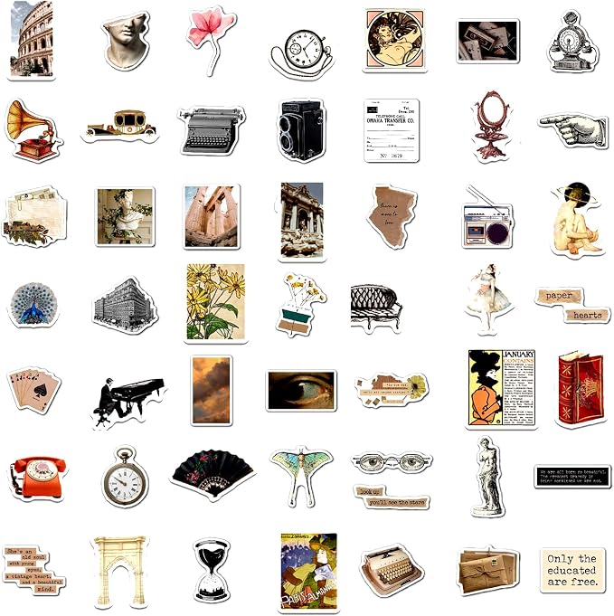100 Pcs Aesthetic Vintage Vinyl Stickers - Image 3
