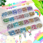 qiipii 24 Color 2mm Small Crystal Resin Rhinestones - Image 2