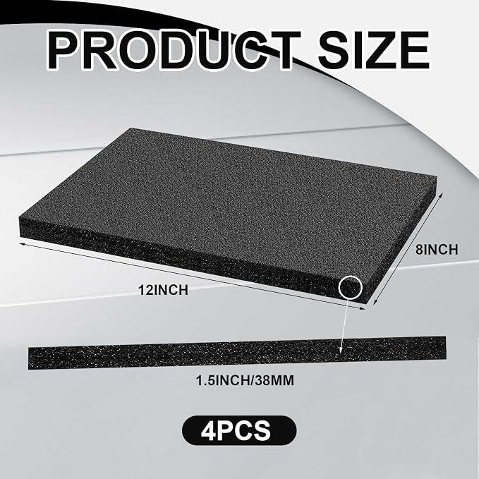 Frienda 4 Pcs 12" x 8" x 1.5" Polyethylene Foam Sheet Thick Black Packing Foam - Image 2
