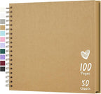 Scrapbook 10x10 Inch DIY Scrapbook Album Hardcover Kraft Paper 100 pages/50 by Hiwhy