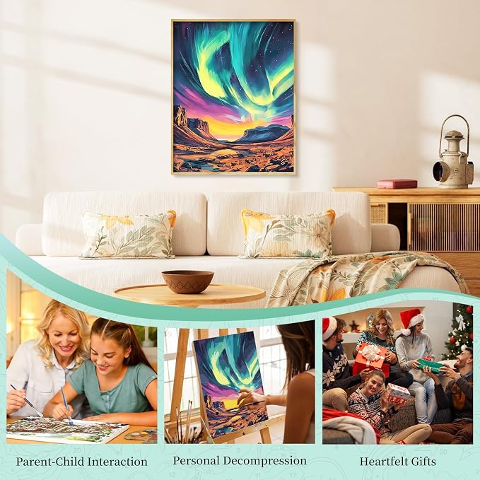 Paint by Numbers Kit for Adults, Aurora DIY Painting Kit, 16x20 Inch | Night - Image 7