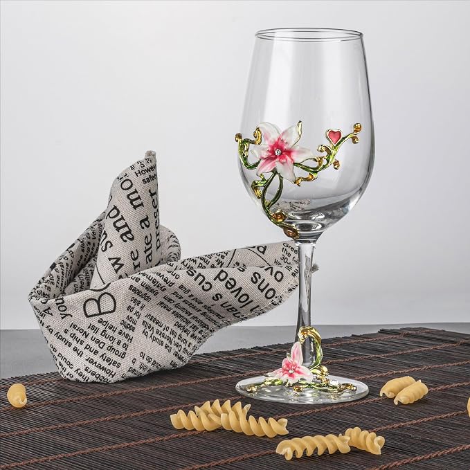 Simcat Handmade Painted Enamel Flower Glass Wine Glasses Transparent Refined - Image 3