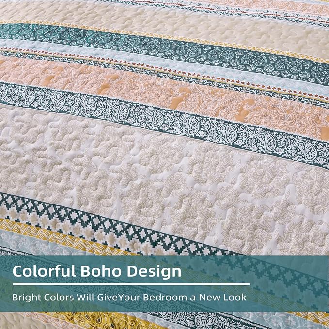 WONGS BEDDING Boho Quilt Set California King Size, Lightweight Microfiber - Image 6