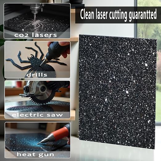 Glitter Acrylic Sheets, 2 Pack, 1/8" Thick | 3mm Cast Sparkly Acrylic, - Image 4