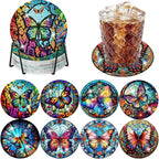 Axquilon 8 Pack Butterfly Diamond Art Coasters Kit by Axquilon