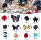 350 Pieces 3D Resin ABS Colorful Rose Flower Bows Butterfly Charms - Image 3