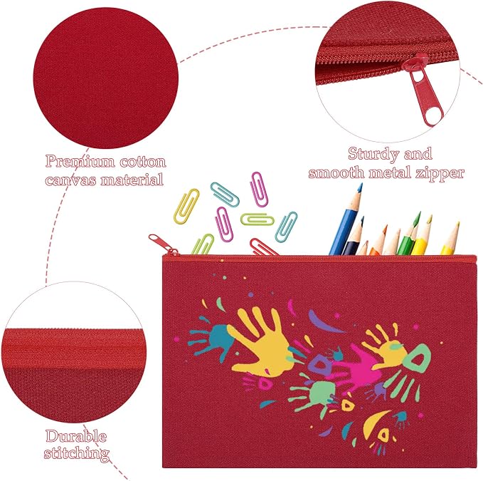 12 Pieces Cotton Canvas Makeup Bag, Blank DIY Craft Bag - Image 5