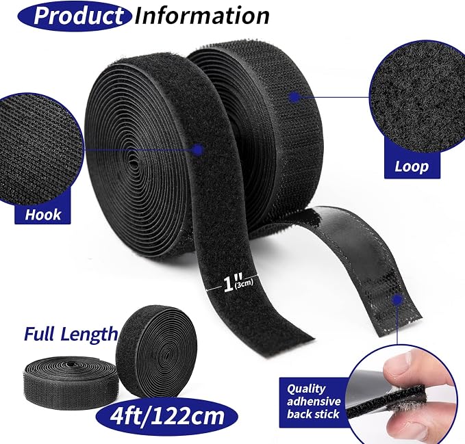 Art3d 4ft x 1 in. Hook and Loop Rolls Sticky Back, Double-Sided Command - Image 2