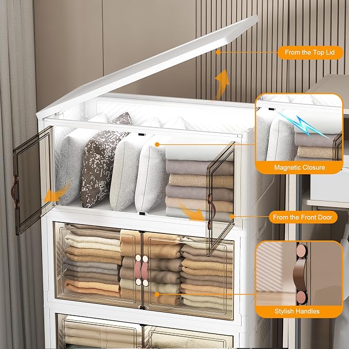 UAMFURI Stackable Storage Bins, 448QT Collapsible Drawers - Image 6