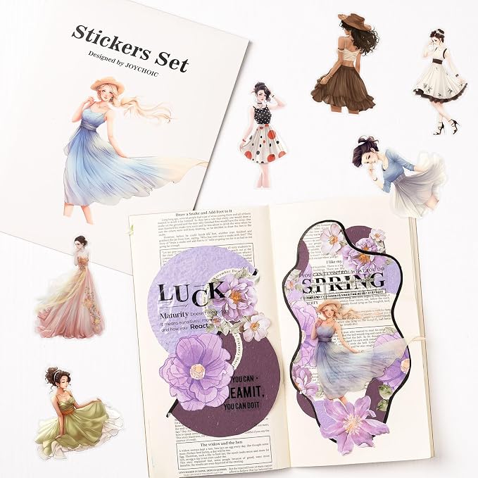 JOYCHOIC Scrapbook Stickers Set, Junk Journal Supplies, Aesthetic Transparent - Image 3