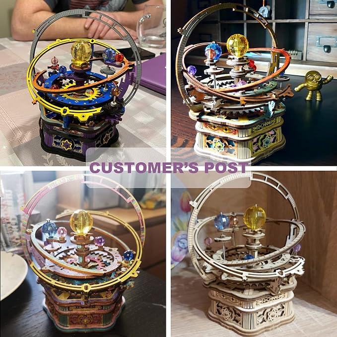ROKR 3D Wooden Puzzles for Adults Mechanical Music Box-Starry Night, DIY - Image 7