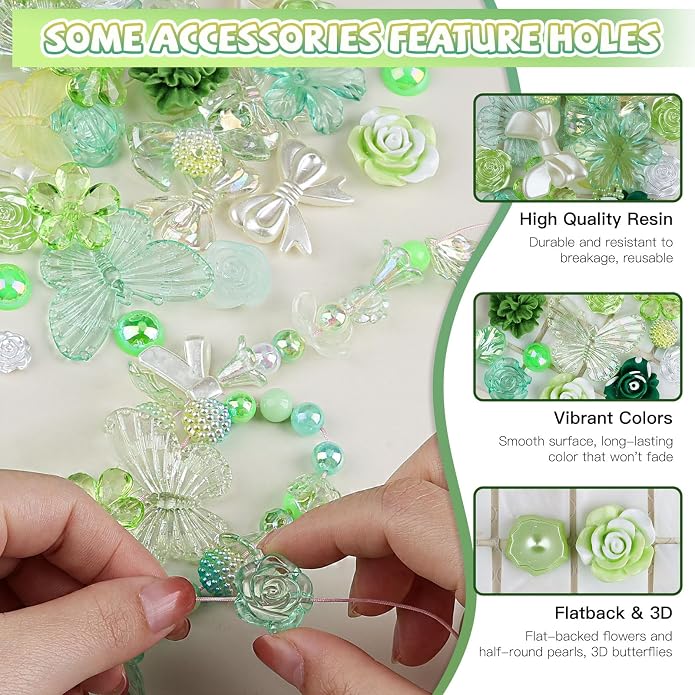350 Pieces 3D Resin ABS Colorful Rose Flower Bows Butterfly Charms - Image 5