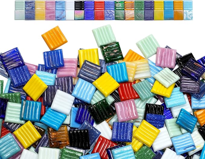 Lanyani 3/4 inch Metallic Glass Mosaic Tiles Variety Mix Color Vitreous Square - Image 8