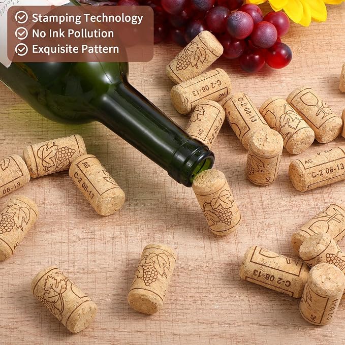 200Pack Straight Wine Cork, #8 Natural 7/8" x 1 3/4" Soft Wine Corks - Image 4