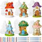Thyle 6 Set 5 Inch Ceramic Fairy House to Paint Fairy Garden House Craft Kit by Thyle