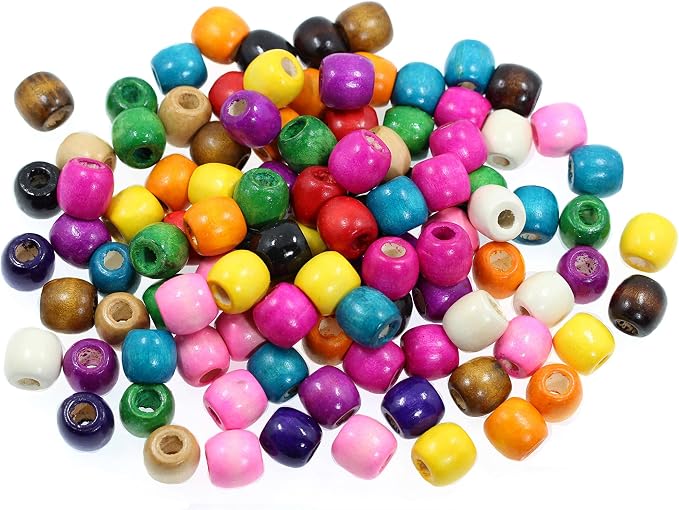 100Pcs Large Hole Wood Beads, BetterJonny Assorted Color Wooden Beads Hair - Image 7