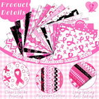 HunnmingRe 20 Pcs 10''x10'' Pink Ribbons Quilting Fabric Square Breast Cancer - Image 5