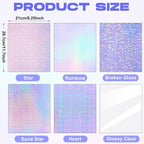Nezyo 60 Sheet Holographic Laminate Sheet Clear Glitter A4 Size Vinyl Sticker - Image 2
