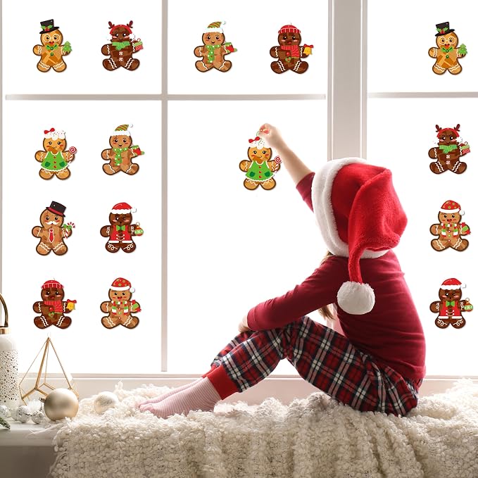 Renbuzhu 39PCS Christmas Crafts Bulk: Gingerbread Men Paper Suncatchers DIY Kit - Image 6