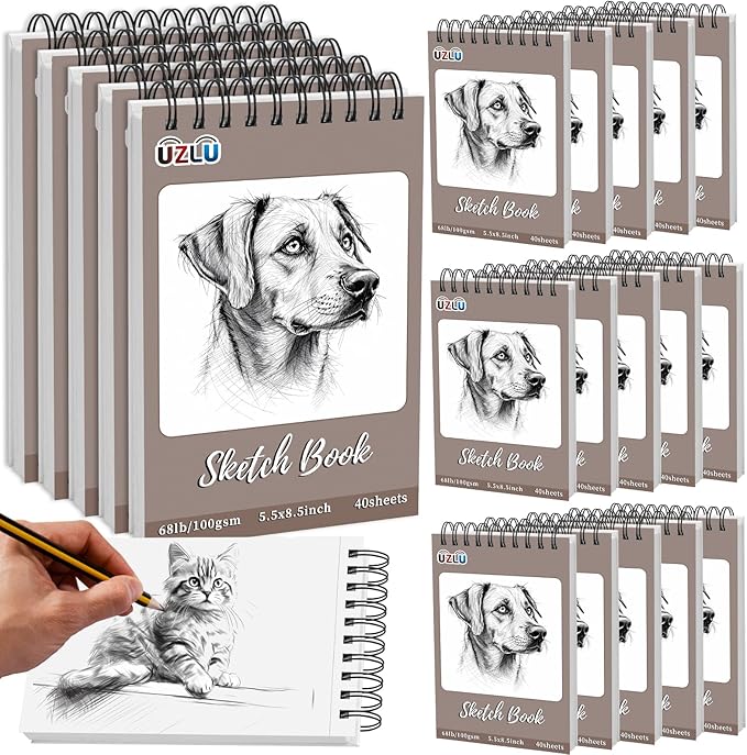 20 Pcs Sketch Books Bulk 5.5 x 8.5 In 800 Sheets Top Spiral Bound Sketch Pad by UZLUbuywithconfidence