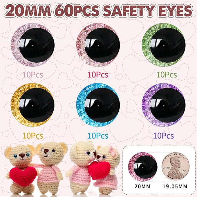 MUCUNNIA 120pcs 20mm Sparkle Moon Safety Eyes - Image 2