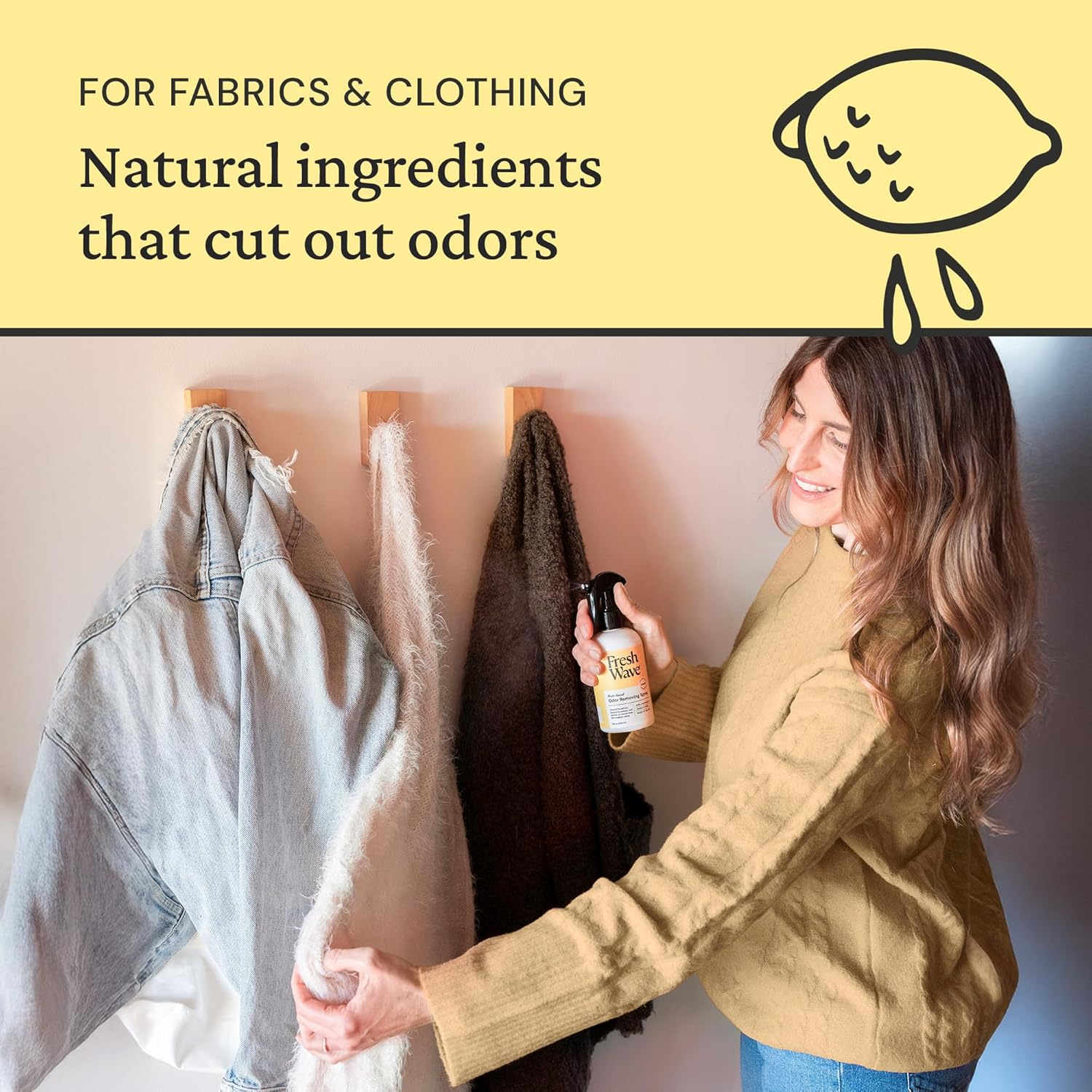 Fresh Wave Lemon Scent Odor Removing Spray, 8 fl. oz. | Pack of 2 | Odor Absorber for Home, Furniture, Fabrics & Trash | Safer Odor Relief