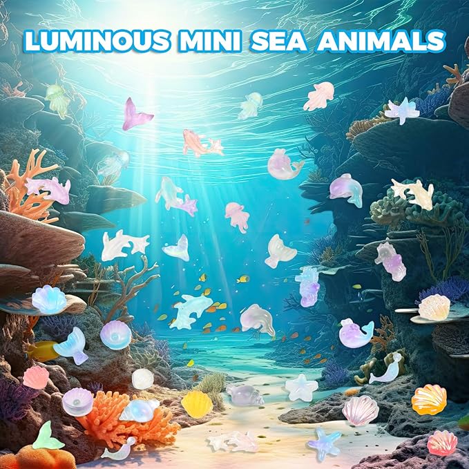 300pcs Luminous Mini Ocean Resin Animals Tiny Resin Sea Animal Figurines To - Image 2