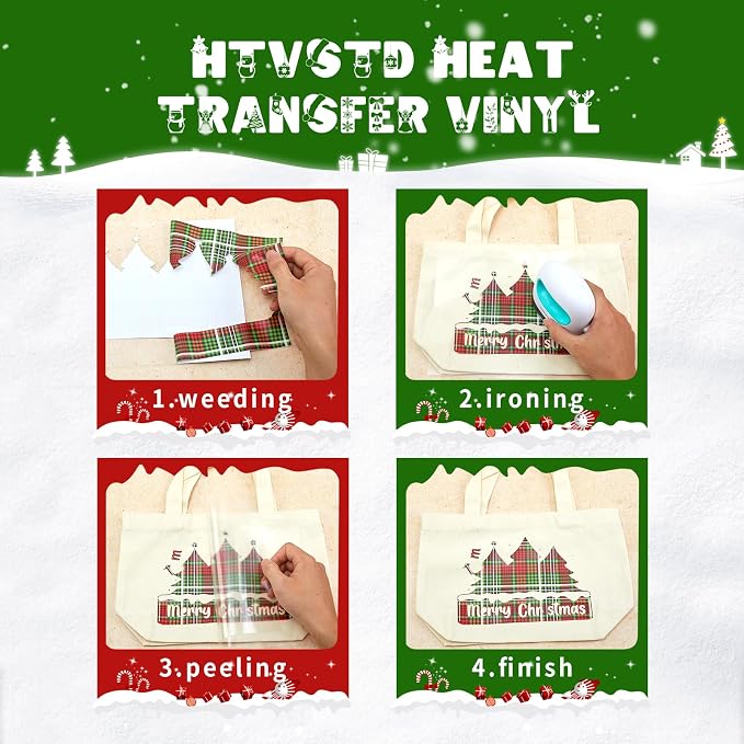 HTVSTD Christmas HTV Heat Transfer Vinyl 18 Sheets 12×10in Iron on Vinyl | - Image 4