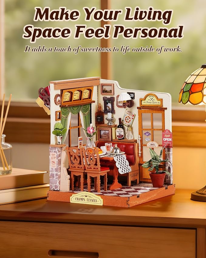Rolife Miniature House Kit for Adults Elysees Bistro Book Nook Kit DIY Wooden - Image 2