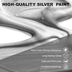 300ml Silver Metallic Acrylic Paint, Non Toxic Waterproof Silver Metallic - Image 4