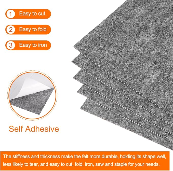 MECCANIXITY Adhesive Felt Sheets, Felt Fabric Crafts Back Adhesive Felt Sheets - Image 4