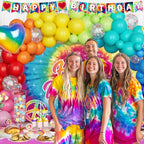 Tie Dye Birthday Party Decorations – 112PCs Rainbow Tie Dye Themed Party - Image 6