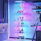 Dystler 6-Tier Glass Display Cabinet, RGB LED Lights & Lock | 66.9" Display Case - Image 9