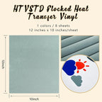 HTVSTD Grey Flock HTV Heat Transfer Vinyl 8 Sheets 12×10in Iron on Vinyl | - Image 2